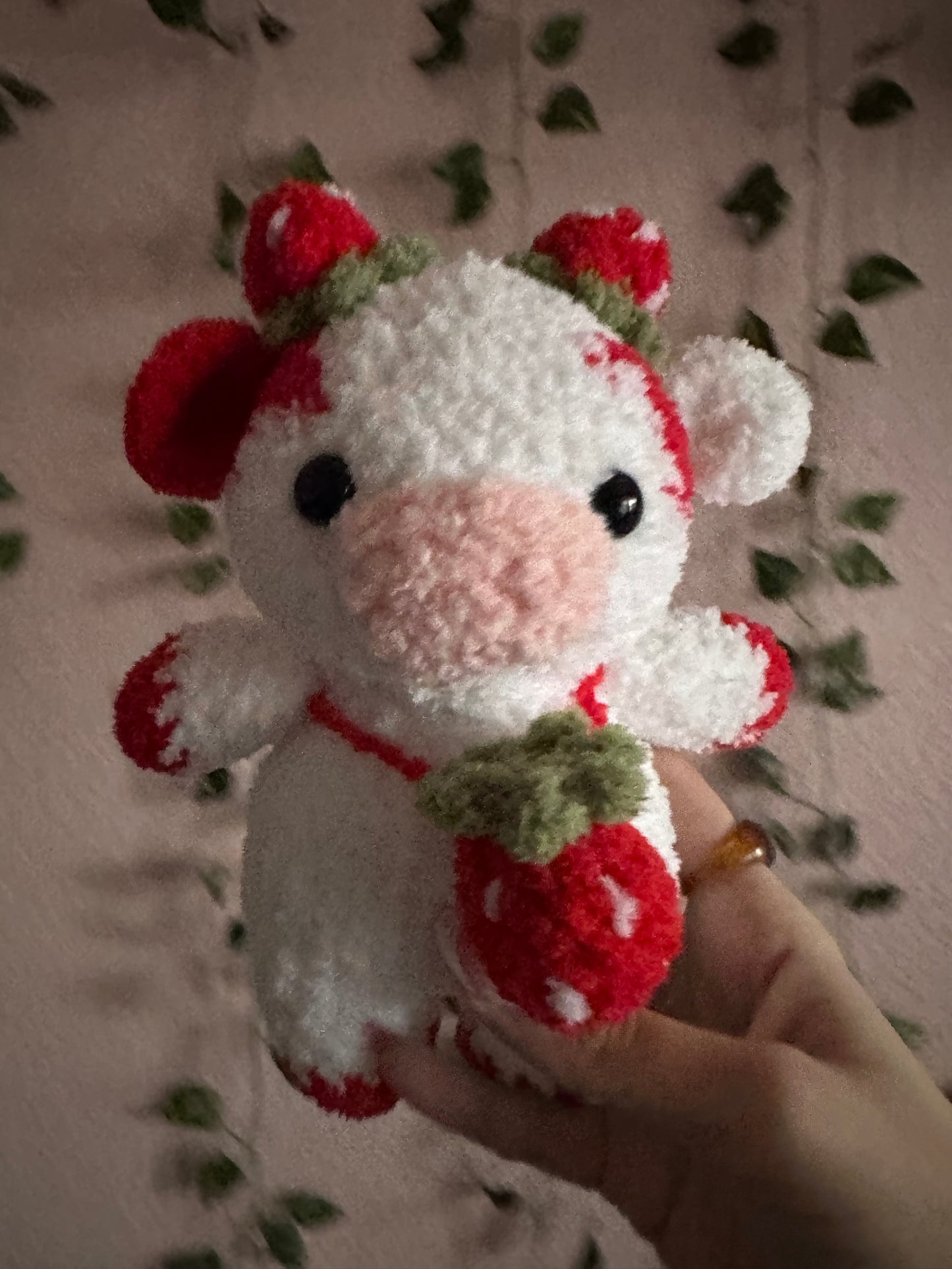 MADE TO ORDER Crochet Strawberry Cow Plush